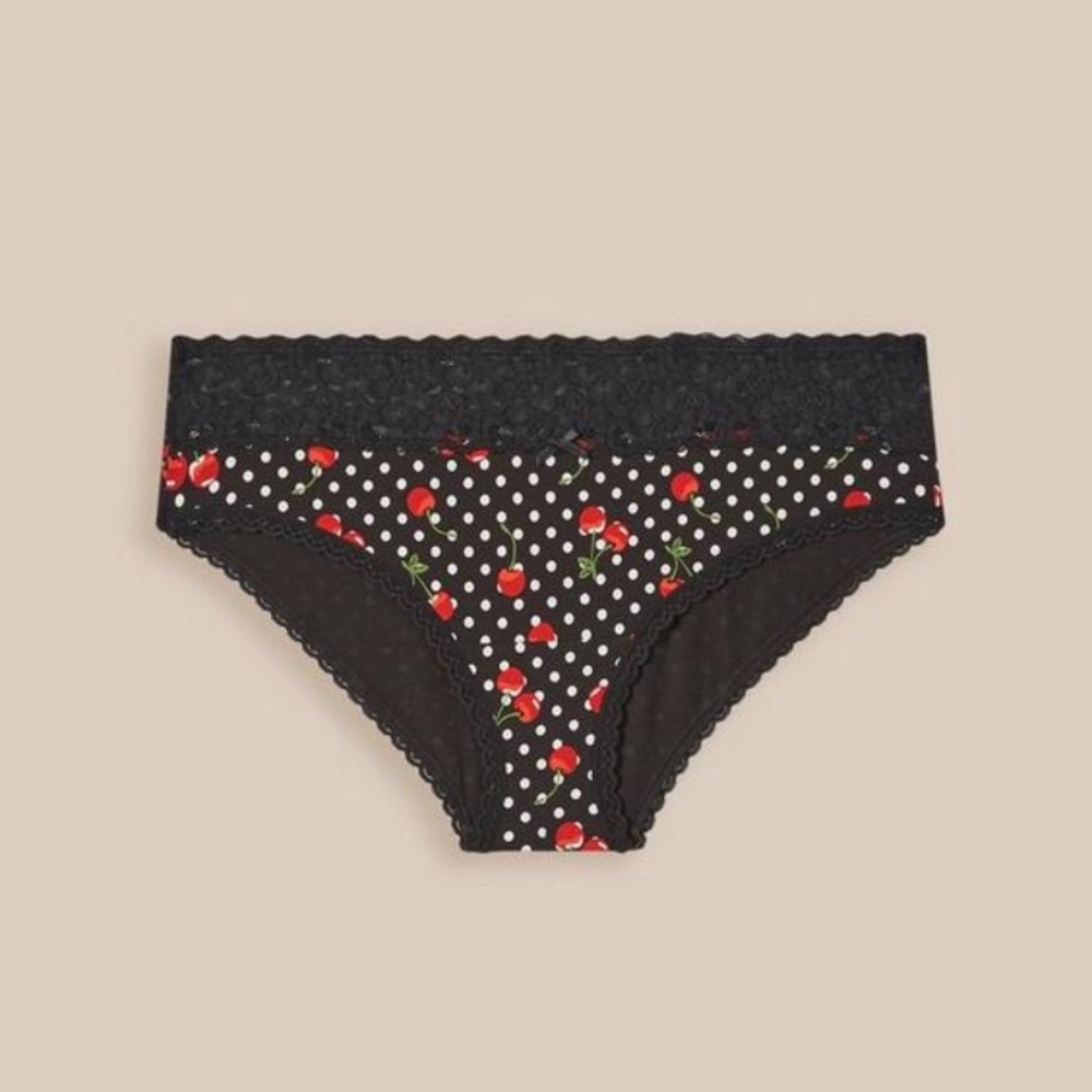 Torrid Cotton Mid Rise Bikini Lace Trim Panty